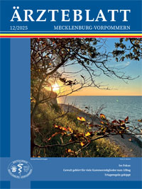Titelbild der Ausgabe Dez 2025 des &Auml;rzteblattes Mecklenburg-Vorpommern